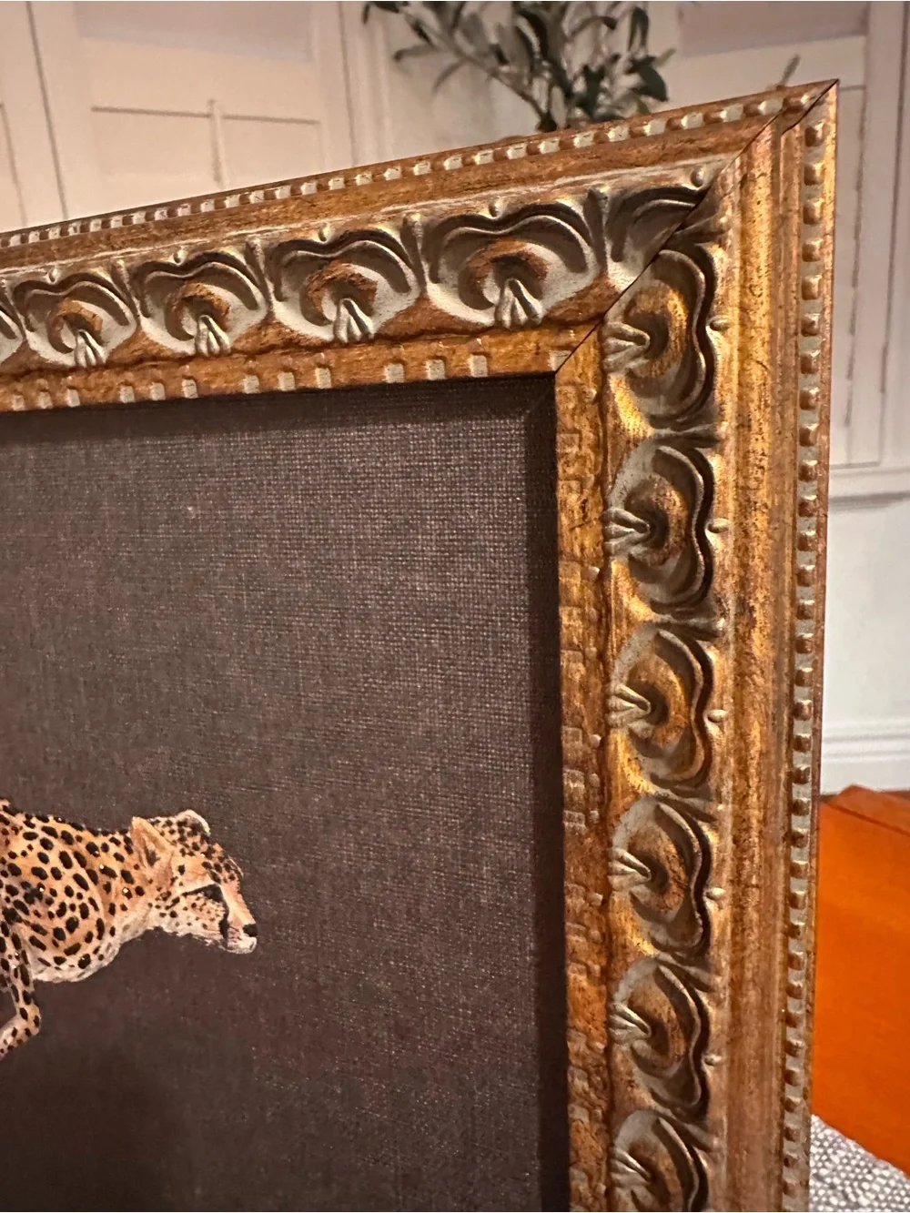 14x11 cheetah wild art print with glitter embellishment beautiful frame